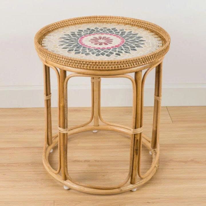 Bàn trà mây tre đan